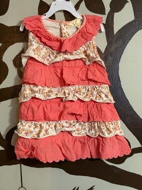 Matilda Jane Coral and Cream Floral Ruffle Tiered Dress